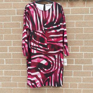 Brand New with tags NATORI Animal pattern Sheath dress in Pink/Maroon 8